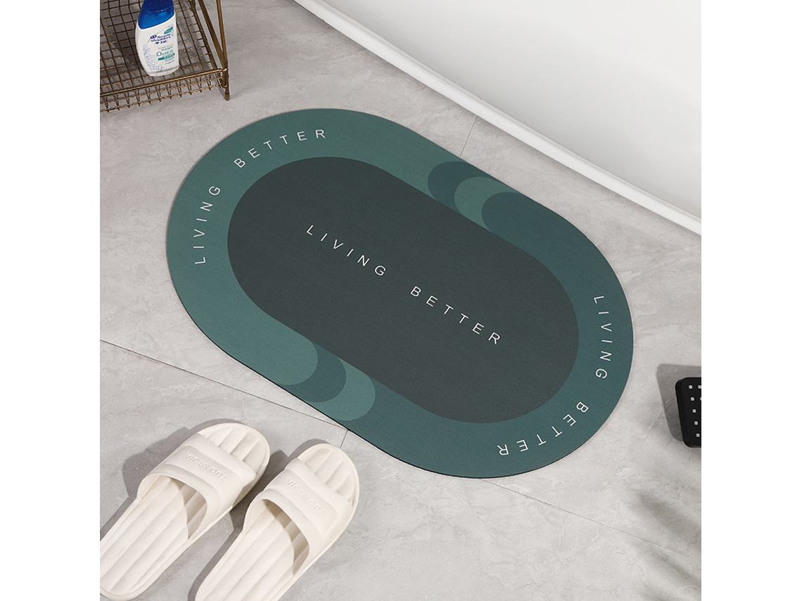 Alfombra de Baño LUUCOZK Antideslizantes Absorbentes Decoración Baño Secado Rápido Poliéster Verde (60x90)