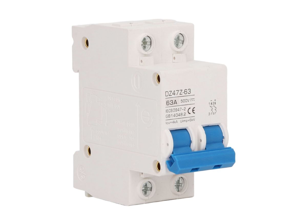 Disyuntor Mini Dc 2p 500v 63a 4ka Icu De Disparo Rápido Para Sistema Fotovoltaico Solar