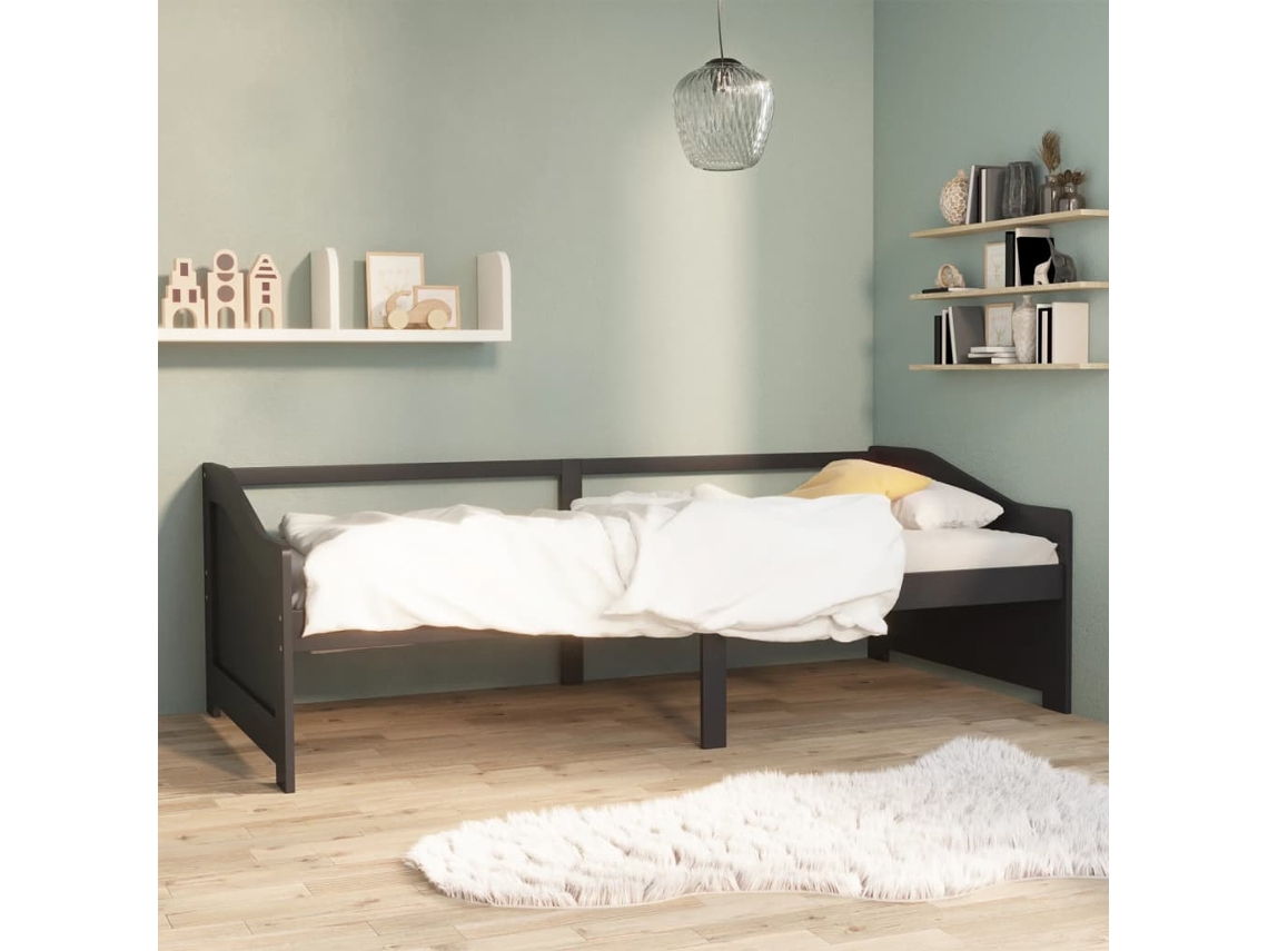 Sofá Cama De 3 Plazas Sin Colchón Gris Oscuro 90x200 Cm