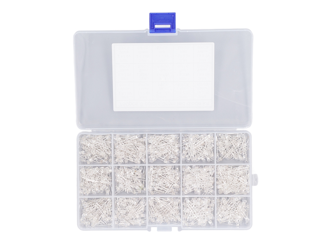 2026-750 Piezas Diodos Led Transparentes 3mm Rojo Amarillo Azul Verde Blanco Con Caja De Almacenamiento