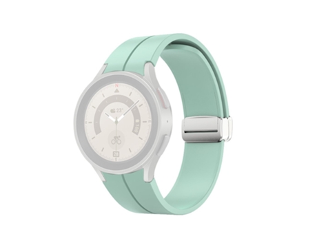 Correa de Silicona con hebilla desplegable plateada para Samsung Galaxy Watch 5 Pro 45mm/Watch 5 44mm 40mm - verde claro