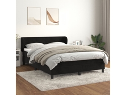 Cama box spring con colchón terciopelo negro 140x200 cm