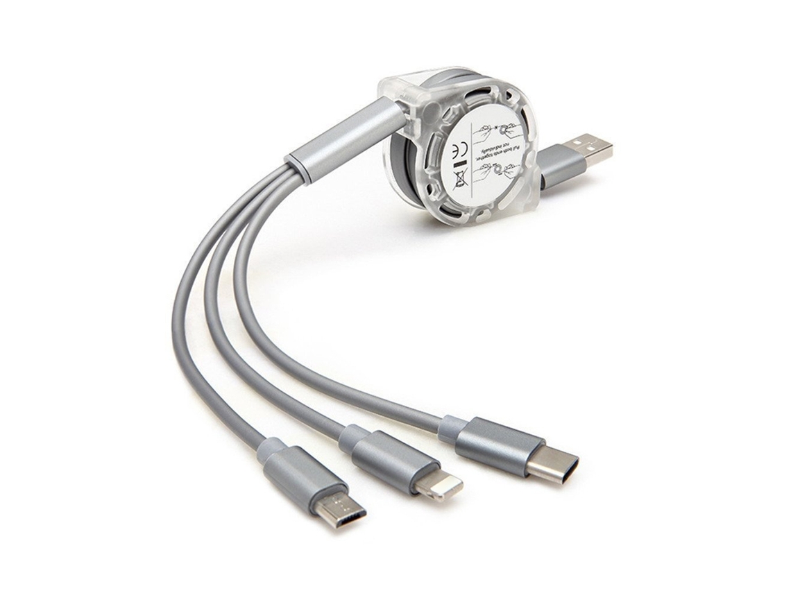 Cable De Datos Móvil Retráctil De Uno A Tres