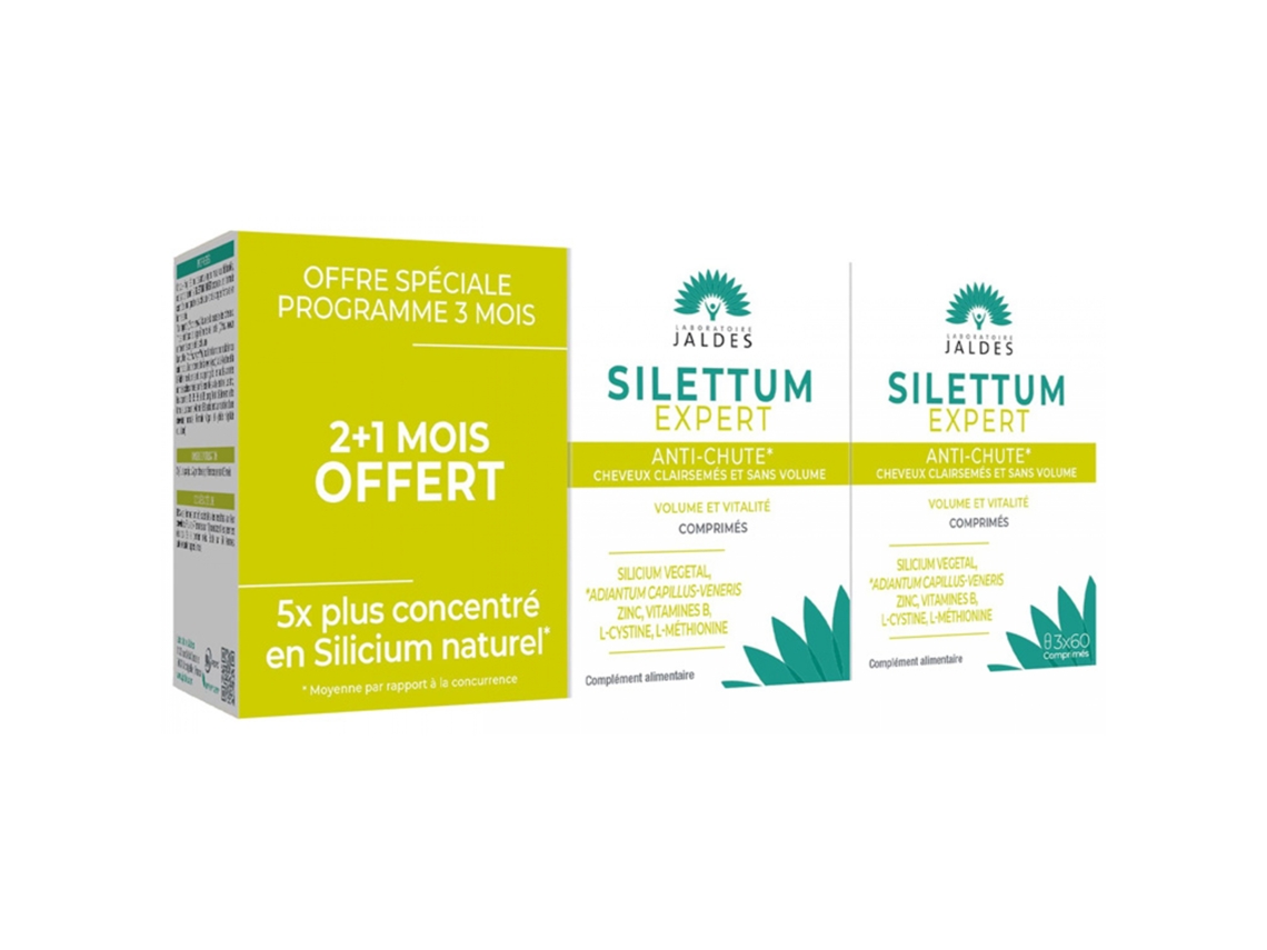 JALDES Silettum Expert Anticaída Envase de 3 X 60 Comprimidos Que Incluye 60 Comprimidos de Regalo