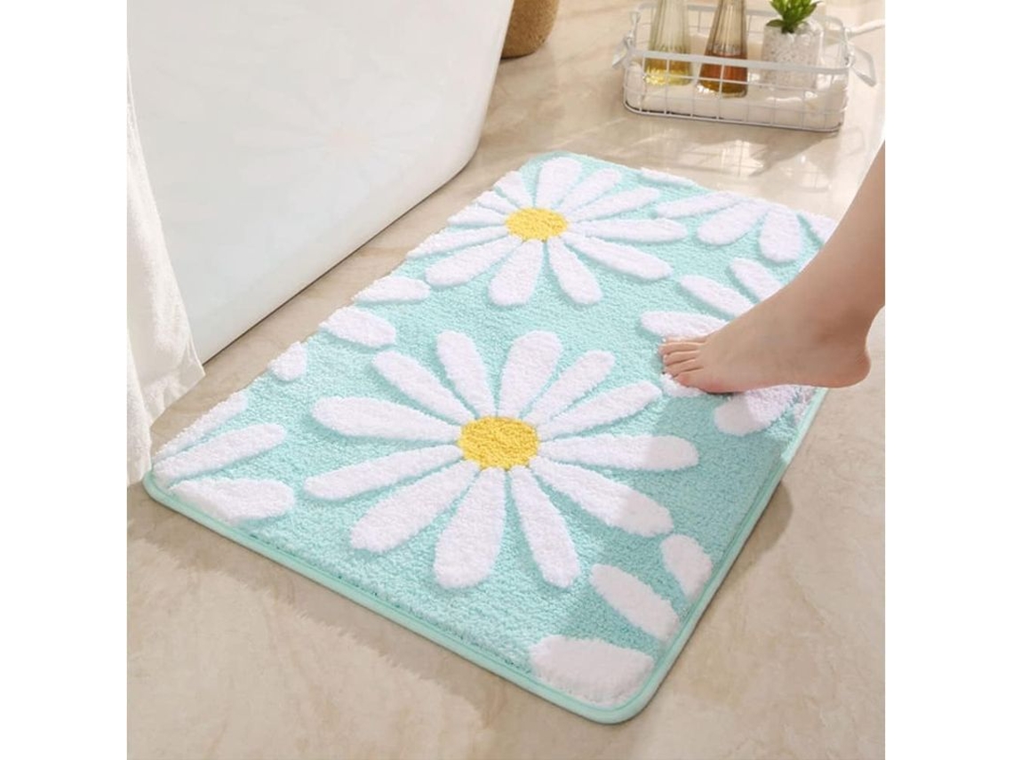 Alfombrilla De Baño Con Diseño De Margaritas Esponjosas, Alfombrilla Verde Con Diseño De Dibujos Animados Para El Baño, Dvm Home