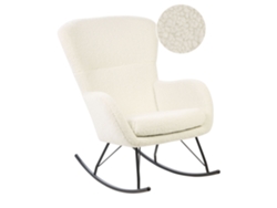 Silla mecedora BELIANI Anaset de Bouclé Blanco 74x99x99