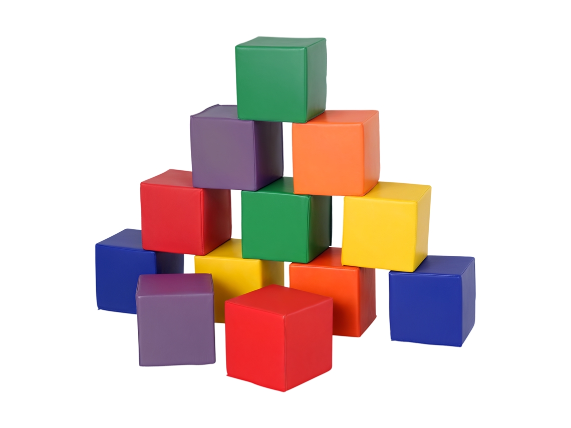 Bloques Espuma 12 Cubos Peluche 20x20x20 Pu Epe 1-3 Años Multicolor