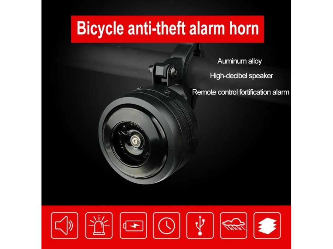 Un estilo 125Db Carga USB Bicicleta Ciclo Campana Motocicleta eléctrica Scooter Trompeta Bocina Alarma antirrobo Sirena y control remoto opcionales