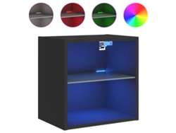 Mesita de noche de pared negra con luces LED de Maison Exclusive