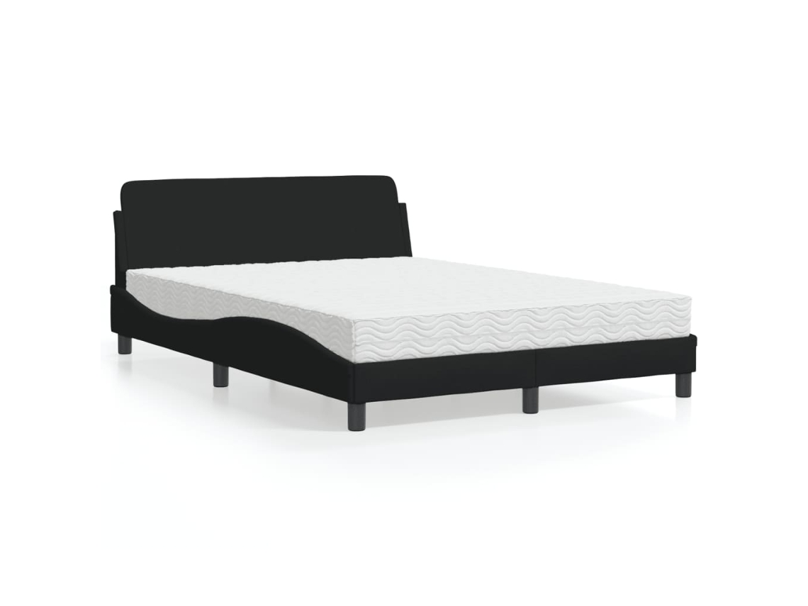 Cama Con Colchón Tela Negro 140x190 Cm