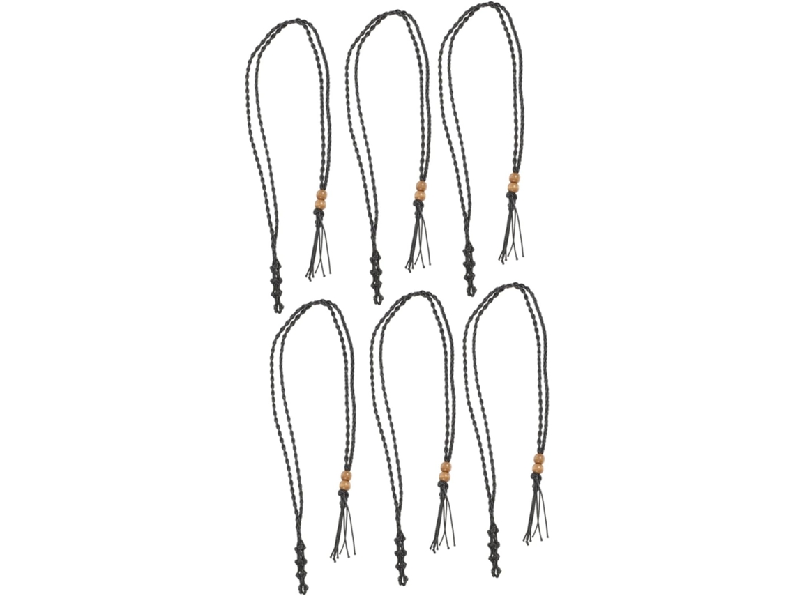 6 Collares De Cuerda Negra Con Soportes Para Piedras Vacíos, Ajustables, Ligeros Y Cómodos De Llevar.