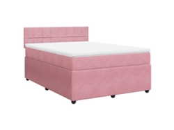 Maison Exclusive - Cama Box Spring Con Colchón Terciopelo Rosa 140x200 Cm