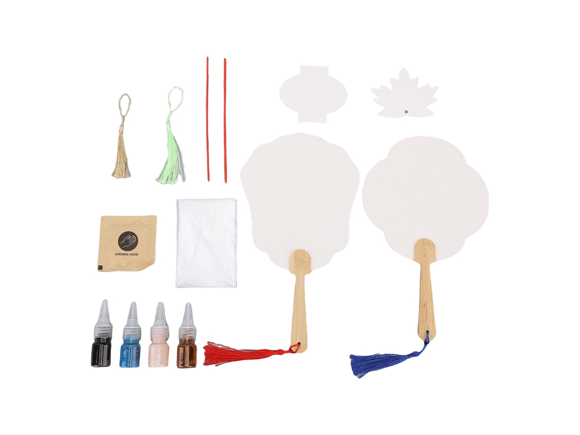 Kit De Abanico Blanco Con Mango De Bambú, Estilo Chino, Para Pintura Y Manualidades.