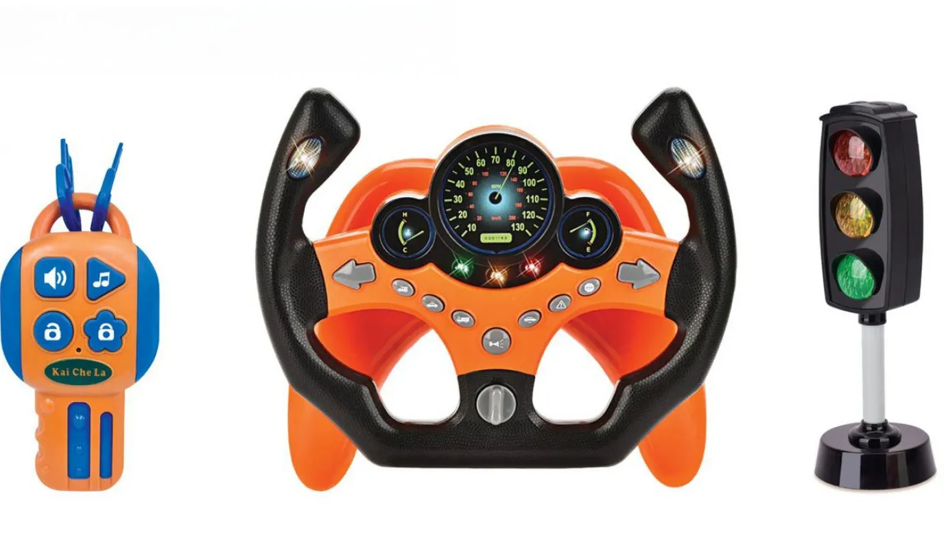 Volante Juguete Infantil Chrui Para Asiento Trasero Con Llave Y Luz (naranja)