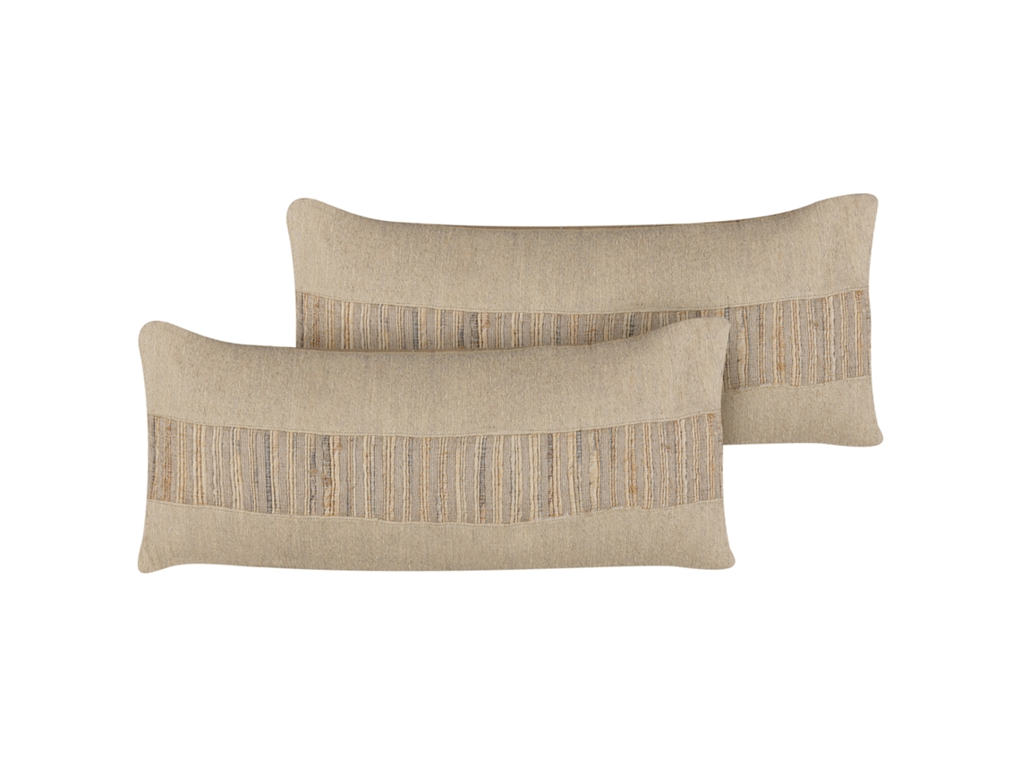 Conjunto de cojines de estilo boho BELIANI Luina de Yute Beige 30x70x10