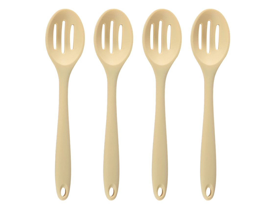 Juego de 4 cucharas ranuradas de silicona - Resistente al calor RNEMITERY