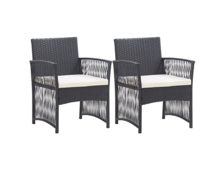 MAISON EXCLUSIVE - Sillones de jardín con cojines 2 unidades ratán sintético negro