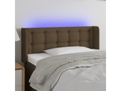 Cabecero Con Led De Tela Marrón Oscuro 103x16x78/88 Cm