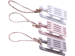 Decoración Navideña Madera 3 Trineos Colgantes Adorno Clásico Muñecas Oficina Elegante Accesorio Festivo Mini