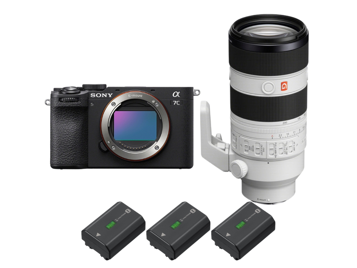 Sony A7c Ii Negro + Fe 70-200mm F/2.8 Gm Oss Ii + 3 Sony Np-fz100 - Cámara Fotográfica Híbrida + Ebook “20 Consejos Para Fotos Que Impactan”