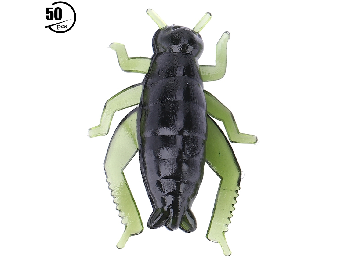 2026rebe-50 Cebos De Pesca Artificiales De Plástico Verde Insecto Grillo Suave Para Pesca