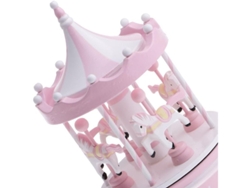 Caja De Música Con Forma De Carrusel Y 4 Caballos Rosas (pilas No Incluidas) - Melodía: It's A Small World