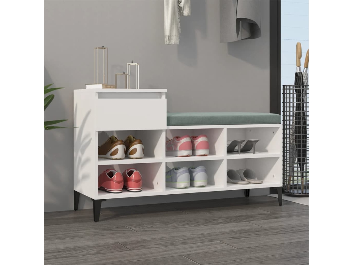 Zapatero Organizador en Derivados de Madera Blanco Brillante 102X36X60 Cm