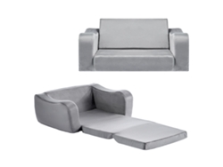 Sofá infantil Succebuy 2 en 1 plegable y convertible en tumbona, grande, gris