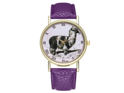 Reloj De Pulsera De Cuarzo Zhoulianfa Para Hombre Y Mujer Con Patrón Animal En Cuero Pu (morado)