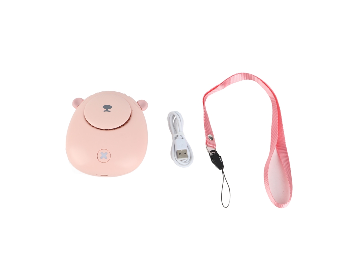 Collar colgante con ventilación USB de 3 velocidades Mini rosa verano