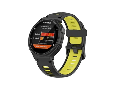 Correa para Garmin Forerunner 735/235 Correa de reloj de silicona bicolor negro-amarillo VENISYMLIS