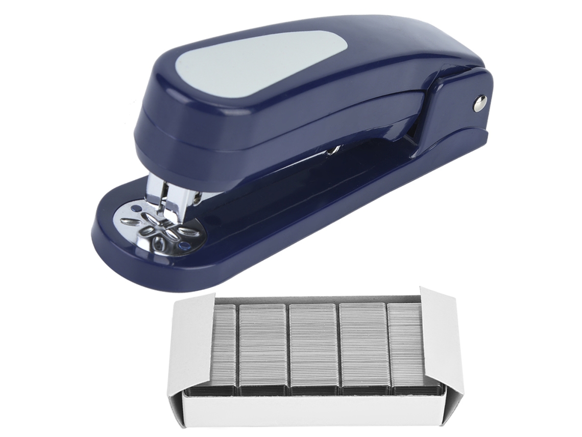 Grapadora Rotativa Duradera, De Sobremesa, Con Inclinación De 45 Grados, Capacidad Para 20 Hojas, Color Azul.