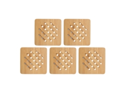 Salvamanteles De Bambú De 5 Piezas, Resistente Al Calor, Para Platos, Sartenes Y Cuencos, 15 Cm