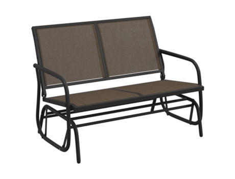 Banco mecedora jardín acero y textilene marrón VIDAXL (120,5x76x86,5 cm)