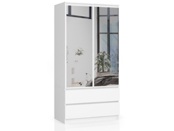 Armario S 90 Cm - 2 Puertas Y 2 Cajones Con 2 Espejos - Blanco Mate
