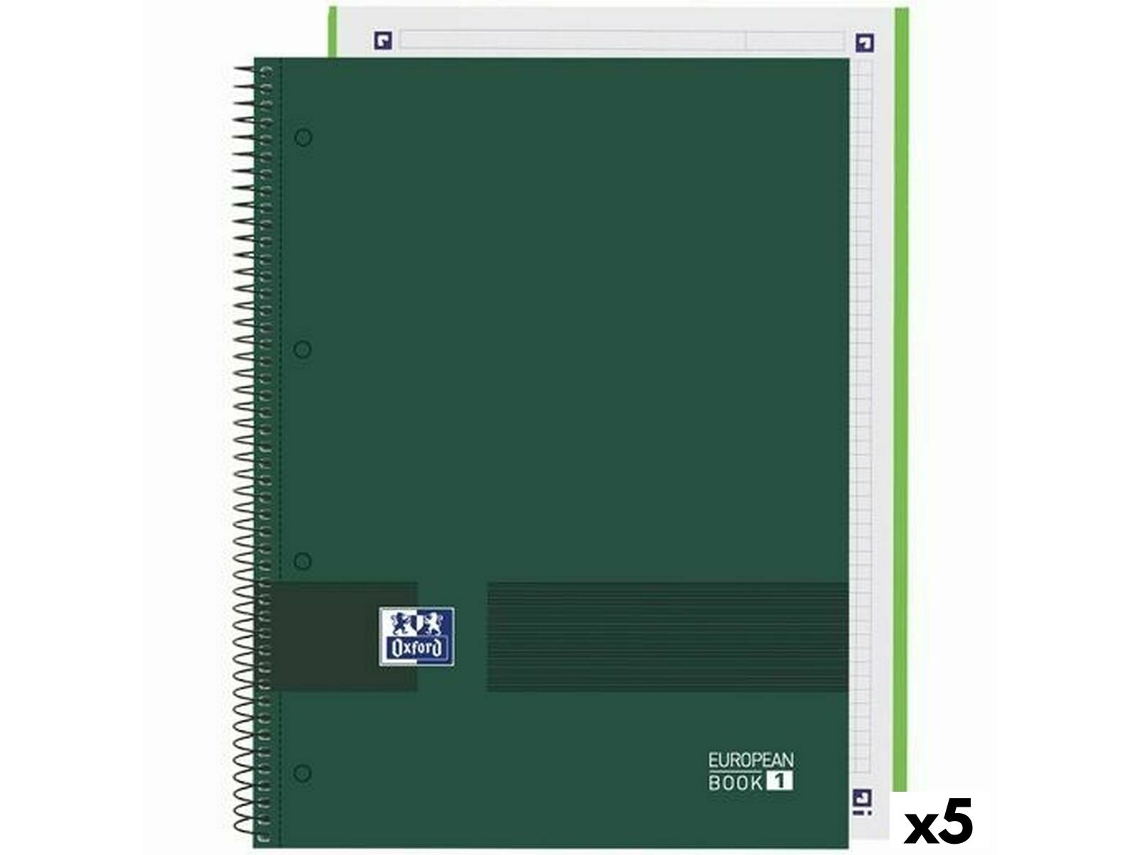 Cuaderno  European Book Write&Erase Verde militar A4 (5 Unidades) OXFORD