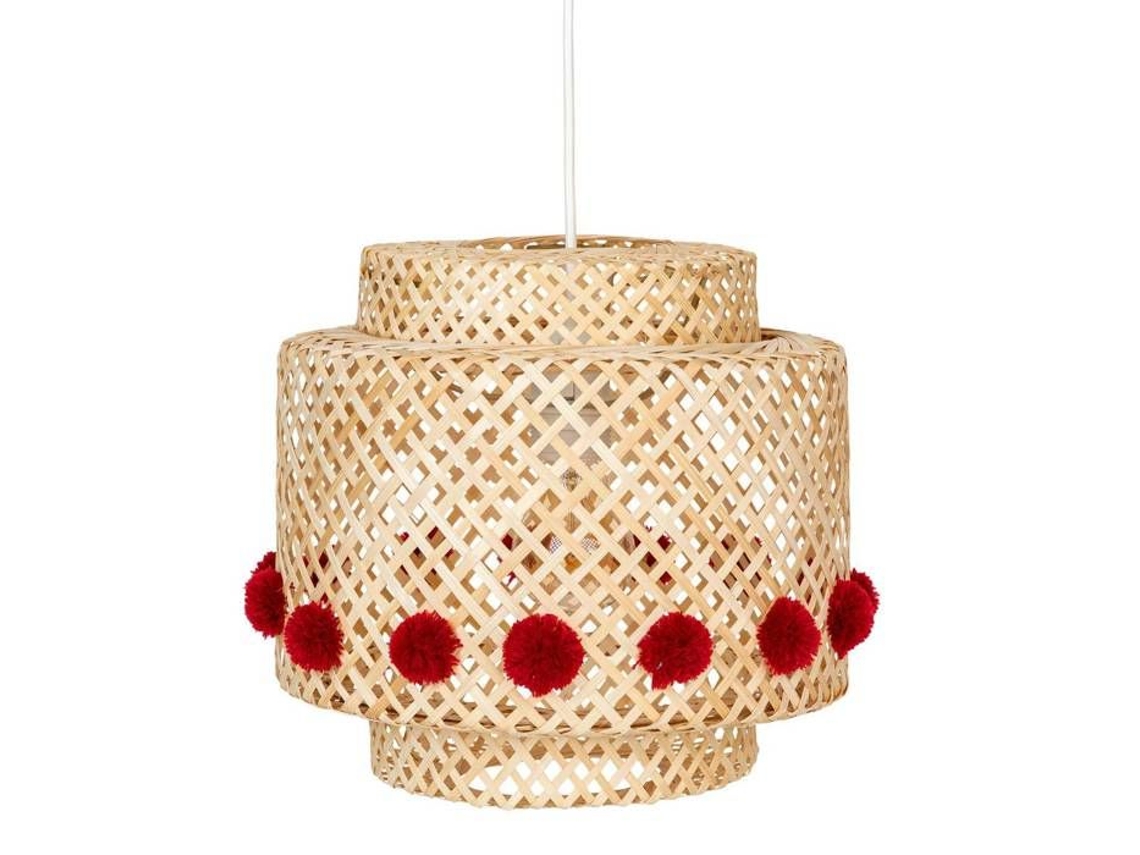Lámpara colgante infantil Liby con pompones rojos D28cm Atmosphera Interior Designer