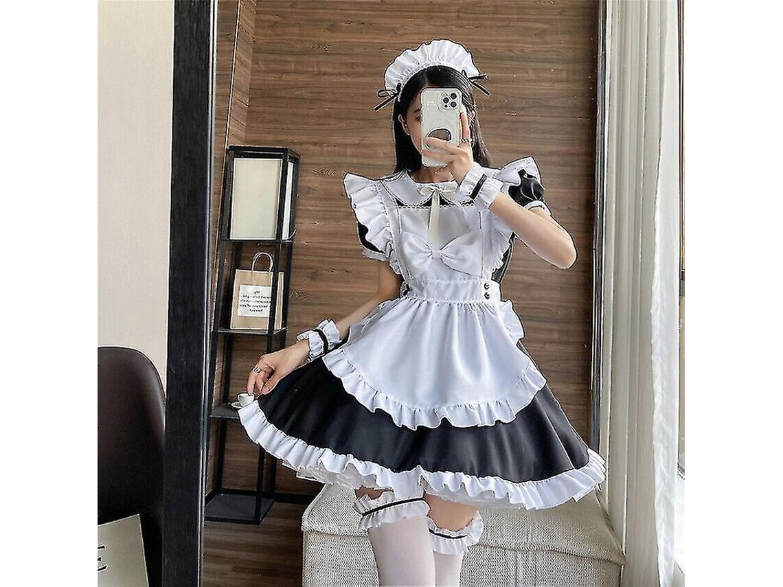Disfraz de cosplay de Halloween 2026, uniforme de sirvienta de anime japonés, vestido Lolita para mujer