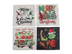 Fundas de cojín navideñas de lino con cierre de cremallera