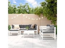 Conjunto de salón de jardín de 7 piezas de pino macizo blanco Dkd Home Decor