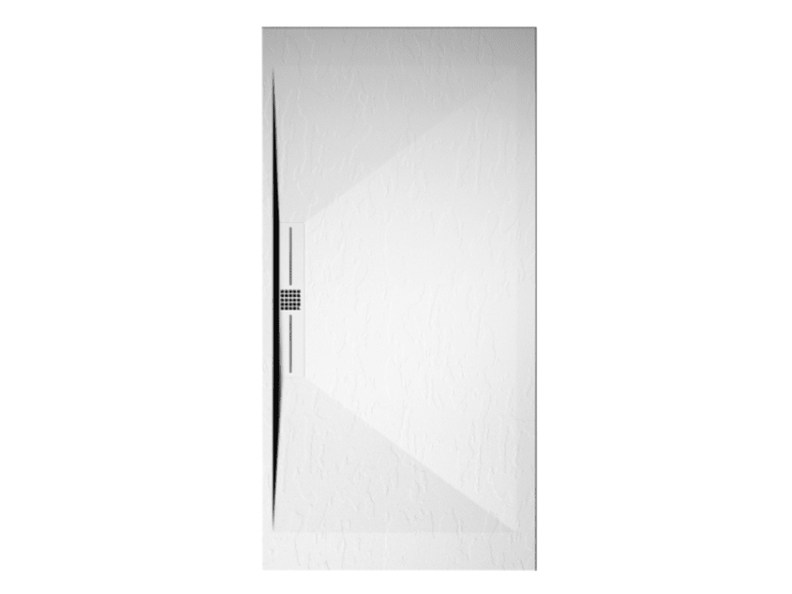 Plato De Ducha Pizarra Edis Blanco  90x180 Cm Rejilla Acero Inox.