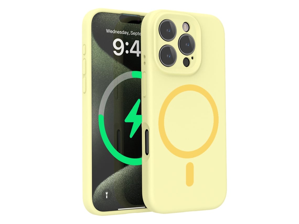 (amarillo Claro, Iphone 16 Plus) Funda Para Iphone, Silicona Líquida, Protección De Lente, Fuerte Fijación Magnética.