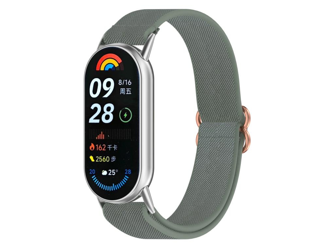 Pulsera para Xiaomi Smart Band 10/9/8 - Nylon trenzado elástico - Cierre deslizante - Verde pino
