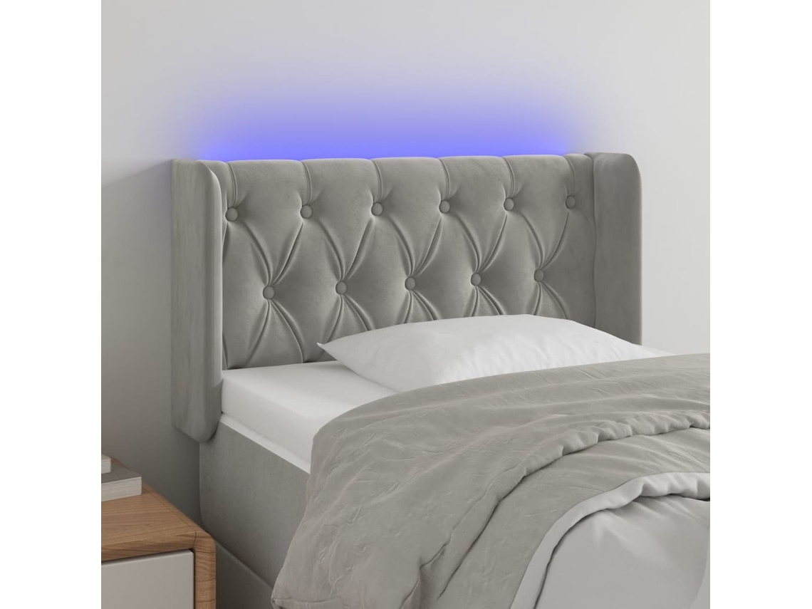 Cabecero Con Led De Terciopelo Gris Claro 83x16x78/88 Cm