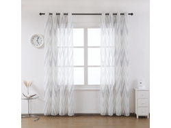 Cortina de gasa estampada 140 x 260 cm Gris claro - Individual