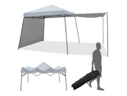 Tienda de campaña plegable gris de 3 x 3 m con protección solar.