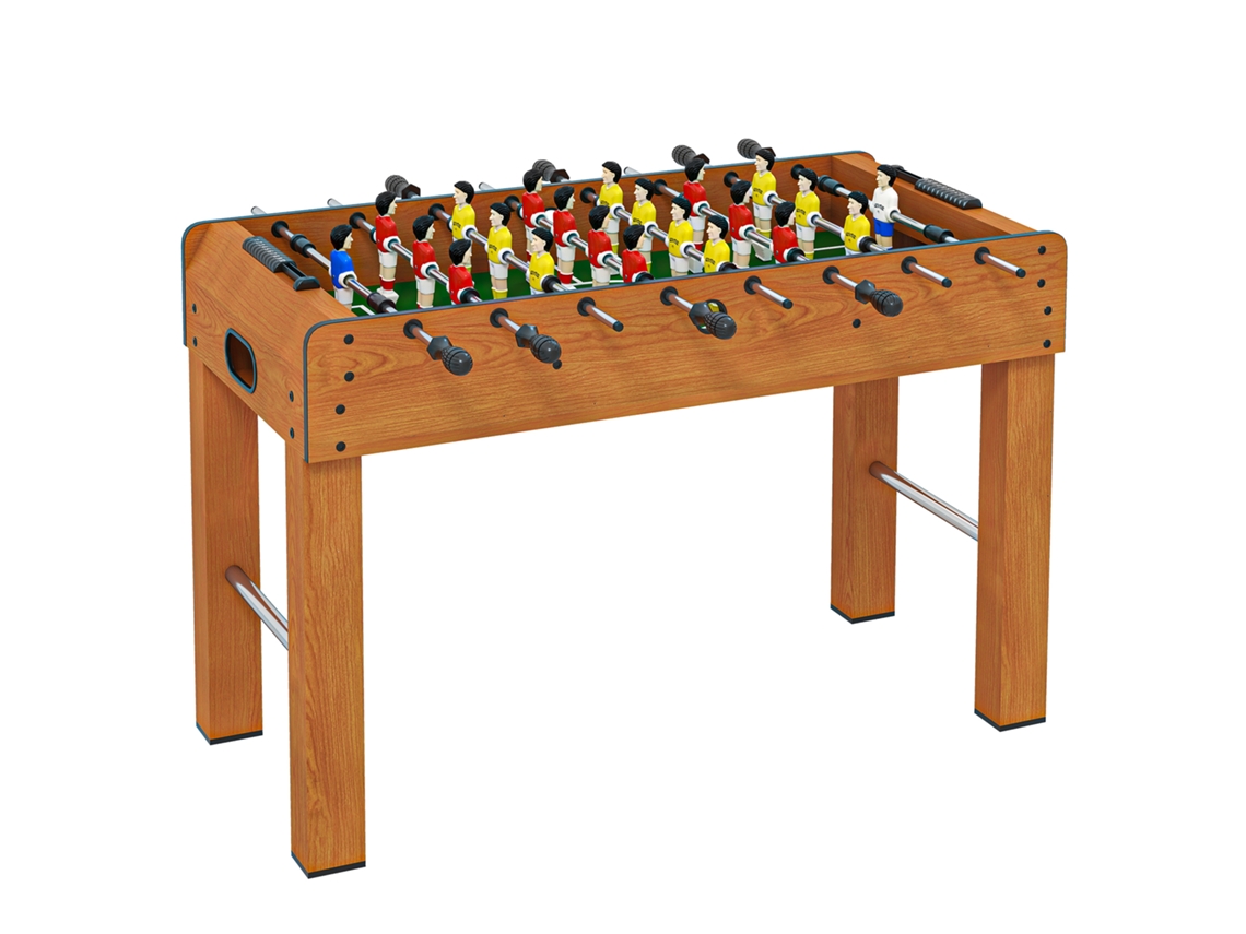 Mesa De Futbolín Profesional De Madera Con 8 Varillas Y 2 Bolas, 122x61x80 Cm, Madera Natural, Para Uso Doméstico.