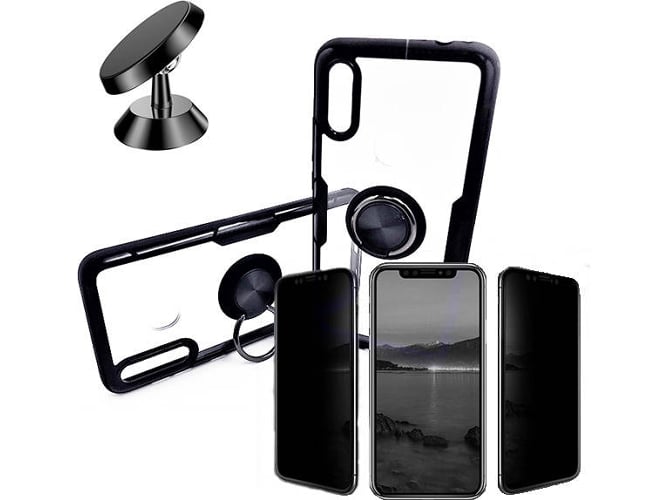 Kit Carcasa, Protector Privacy y Soporte Magnetico Auto Honor 8X Clear Armor Negro