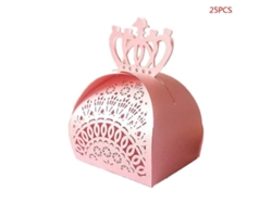 Paquete de 25 cajas de bombones cortadas a láser con forma de corona para baby showers y bodas. Hengjian