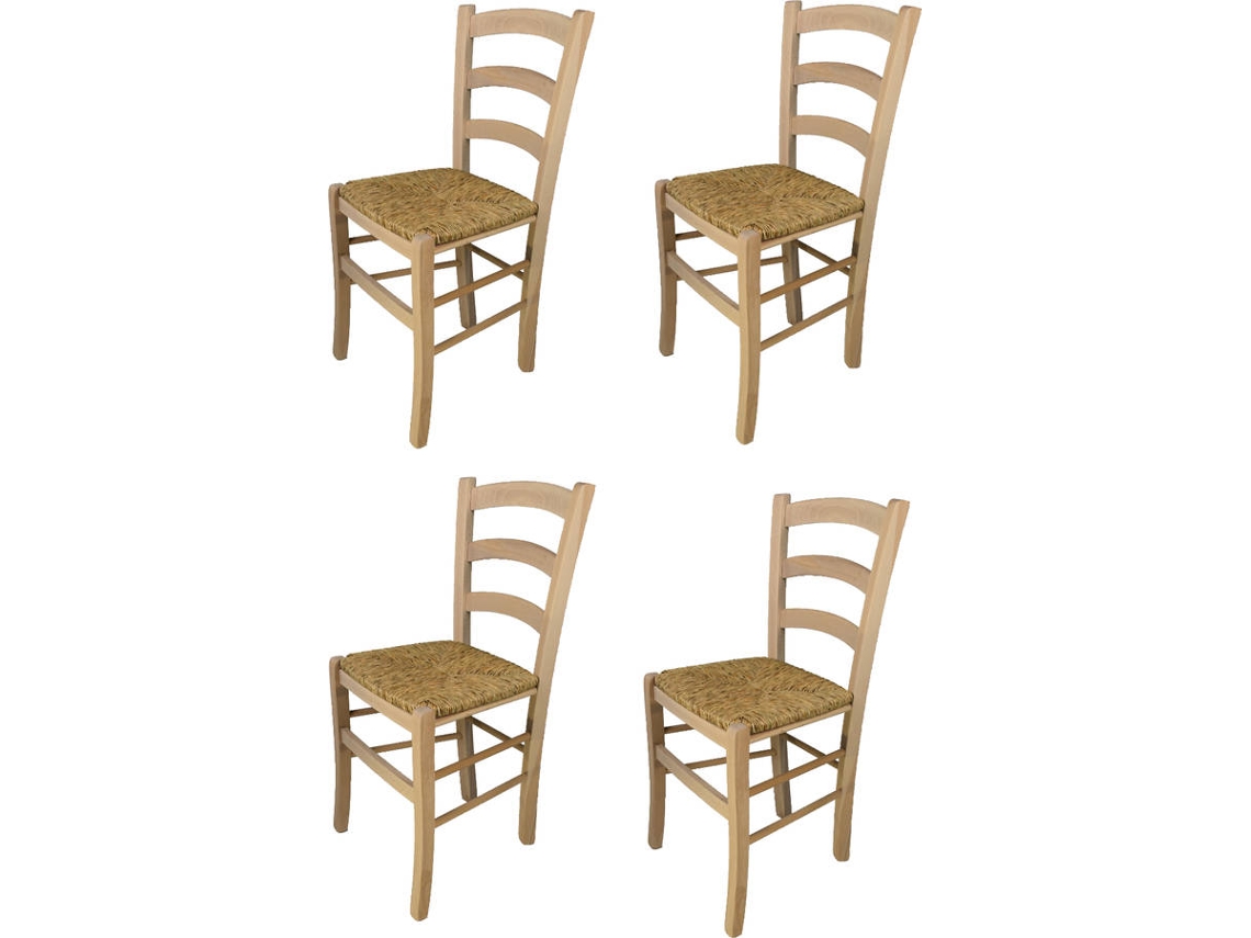 Conjunto de 4 Cadeiras T M C S Venezia U140GR (Castanho Claro - 88x43x46 cm - Madeira)